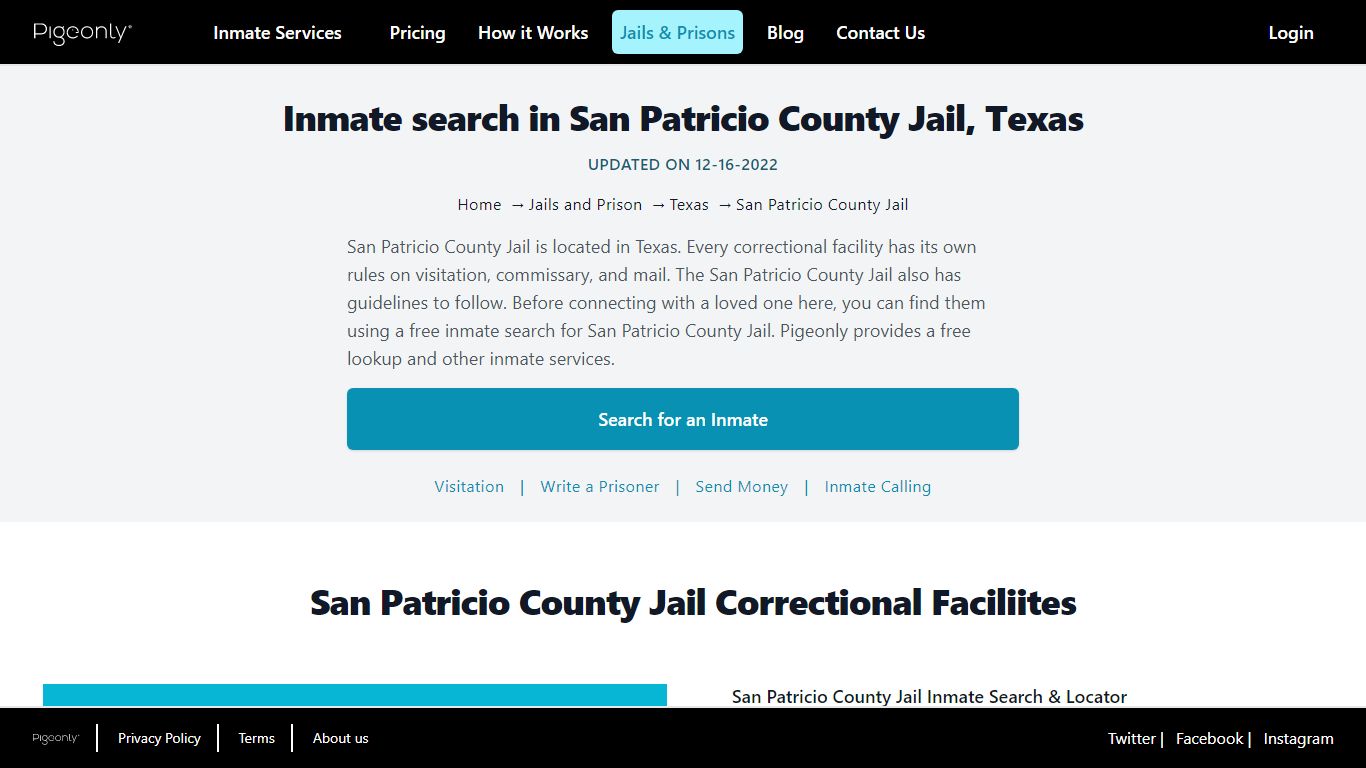 Inmate Search San Patricio County Jail, Texas | Pigeonly